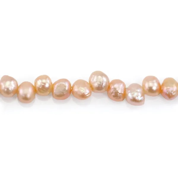 Perles de culture d'eau douce, saumon, baroque, 5-6mm - Excentré x 37cm