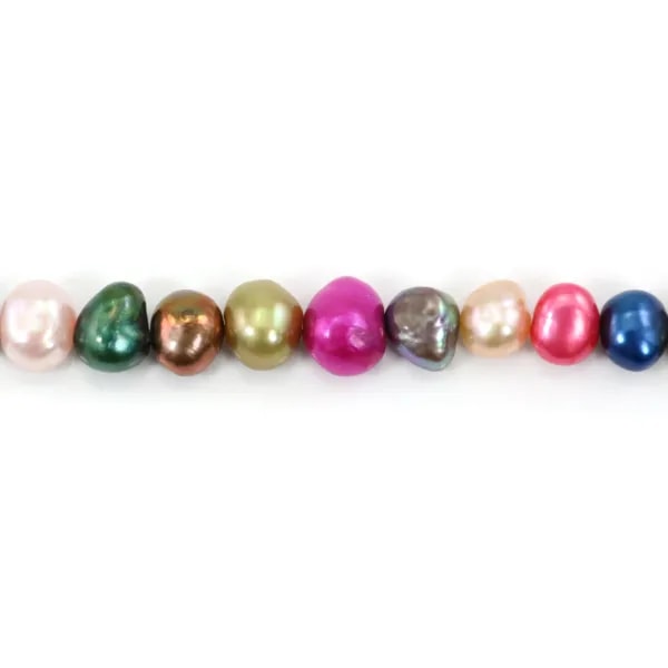Perle coltivate d'acqua dolce, multicolore fantasia, barocche, 6-8mm x 38cm