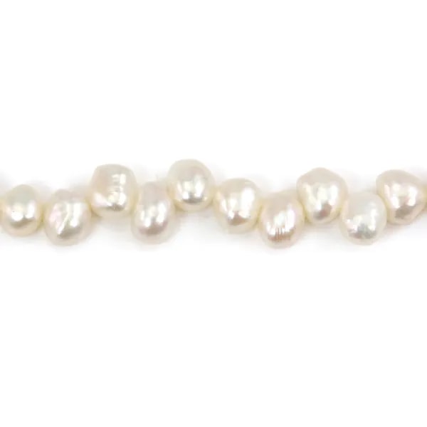 Perles de culture d'eau douce, blanche, baroque, 6-8mm - Excentré x 36cm