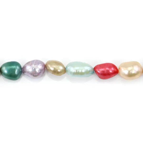 Perles de culture d'eau douce, multicolore fantaisie, baroque, 8-9mm x 38cm