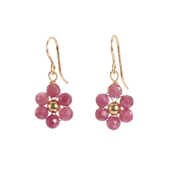 Pendientes Flores - Turmalina rosa & Gold Filled x 2pcs