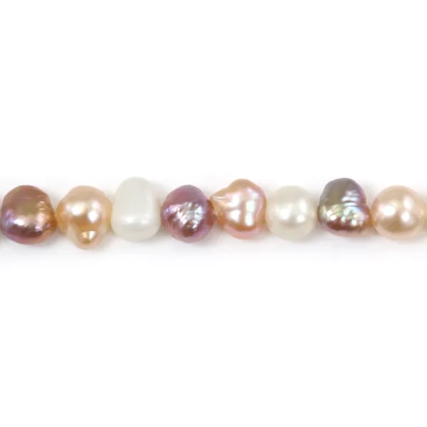 Perles de culture d'eau douce, multicolore, baroque, 7-9mm x 35cm