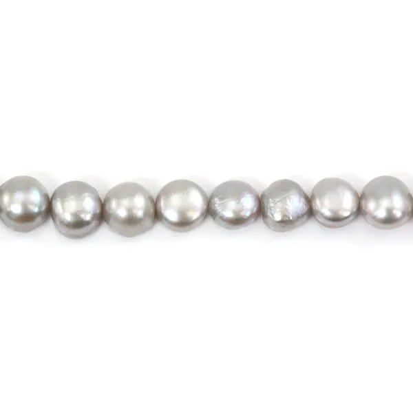 Perles de culture d'eau douce, gris, baroque, 9-10mm x 35cm