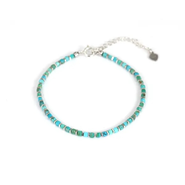 Pulseira cubo Turquesa 2mm - Prata 925 x 1pc