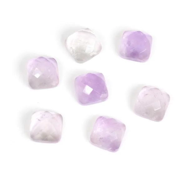 Square faceted light amethyst cabochon 10mm x 1pc