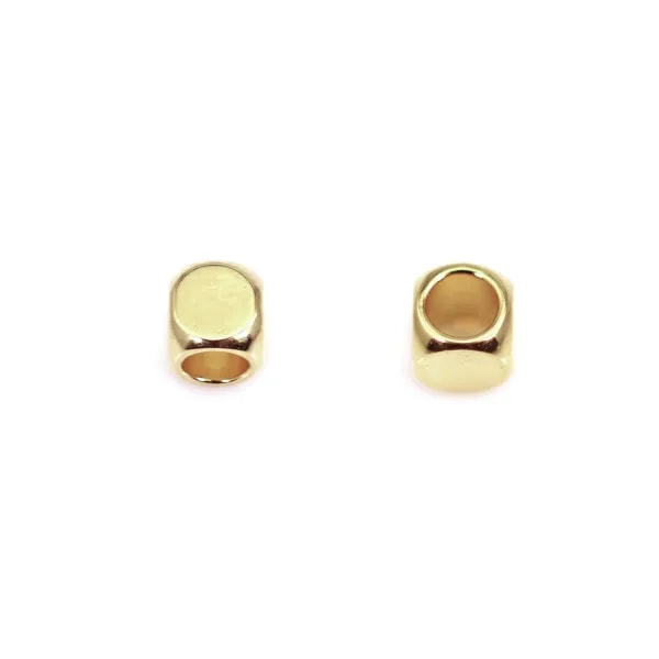 Perla cubica sfaccettata 3mm - Acciaio Inox 304 dorato x 10 pezzi