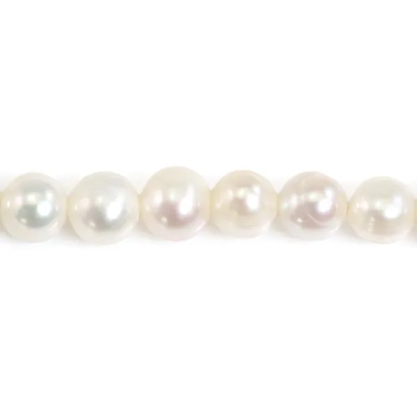Perles de culture d'eau douce, blanche, ovale/irrégulière, 7mm x 4pcs