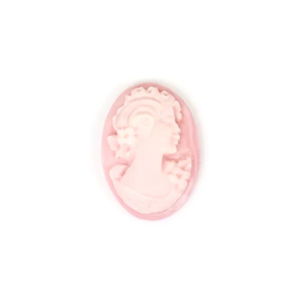 Cabochon Camée Conque rose ovale femme 13x18mm x 1pc