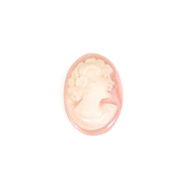 Oval pink shell cameo cabochon woman 10x14mm x 1pc