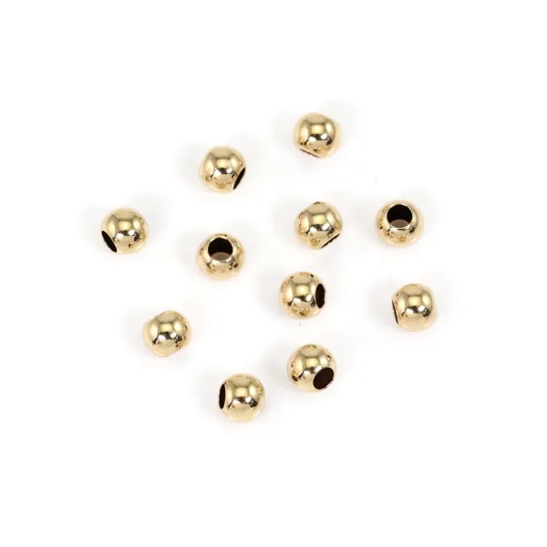 Pérola bola 3x1.5mm (buraco grande) - Gold Filled x 6pcs