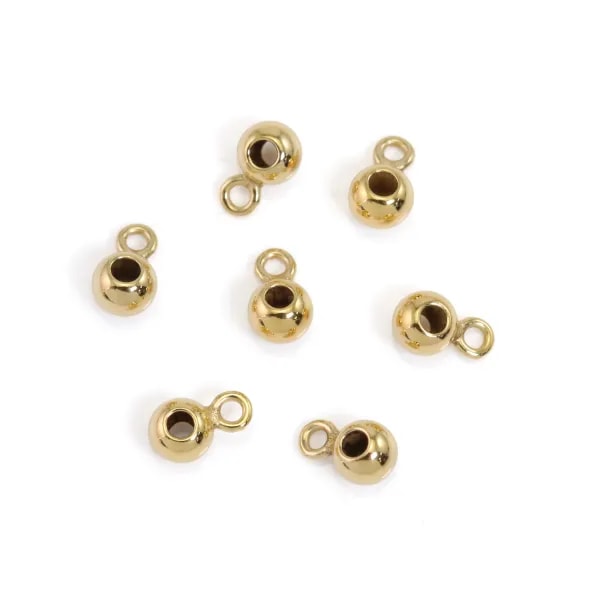 Pérola redonda com anel - 3mm - Gold Filled x 2pcs