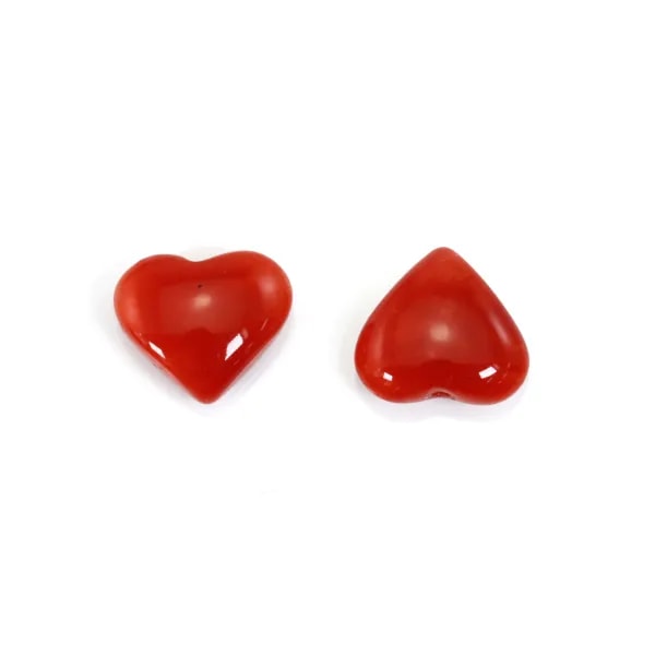 Coral Rojo Natural corazón semi perforado 6mm x 1pc
