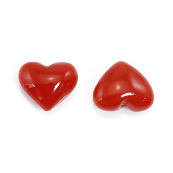 Corallo Rosso Naturale cuore semi forato 10mm x 1pc