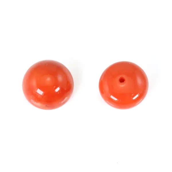 Coral Rojo Natural botón semi perforado 10mm x 1ud