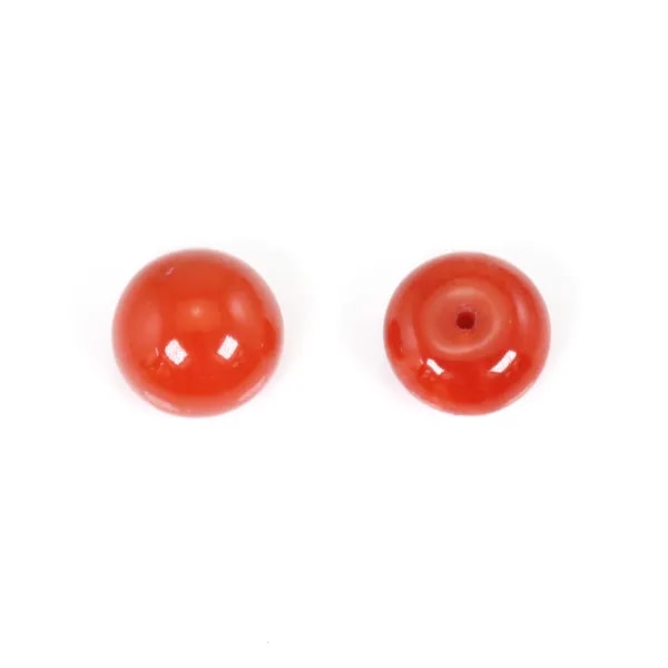Corail Rouge Naturel bouton semi percé 8mm x 1pc