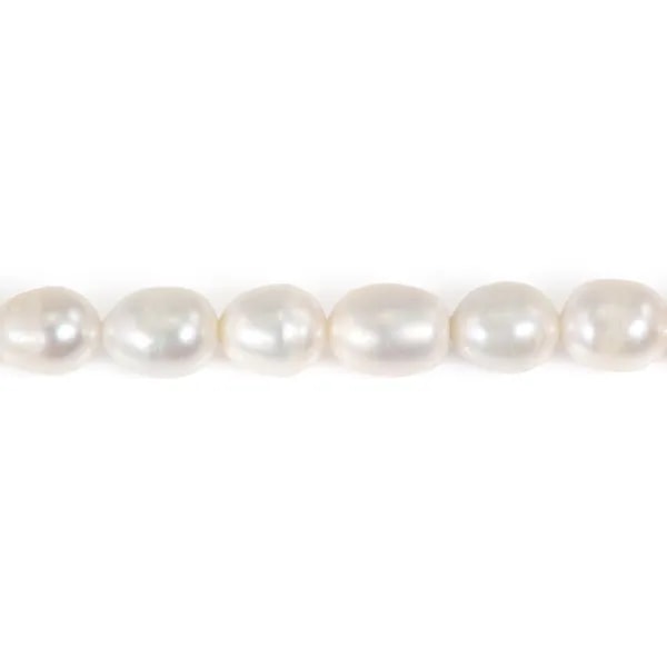 Perles de culture d'eau douce, blanche, baroque, 9-10mm x 36cm