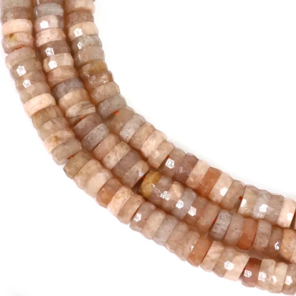 Pietra di Luna arancione rondella heishi sfaccettata 2x6mm x 37cm
