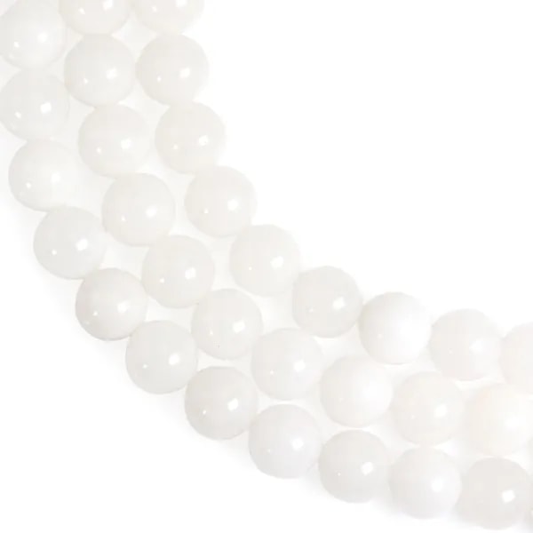 Jade blanc rond 12.5mm x 37cm