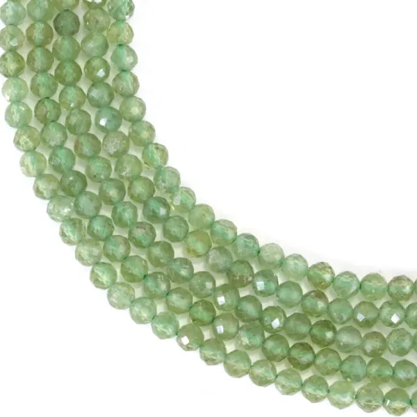 Apatita verde redonda facetada 3mm x 39cm