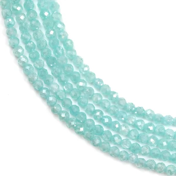Óxido de zircônio azul lago facetado redondo 2mm x 36cm