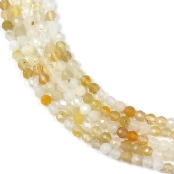 Gelber, facettierter, mehrfarbiger Opal, rund 2.5mm x 39cm