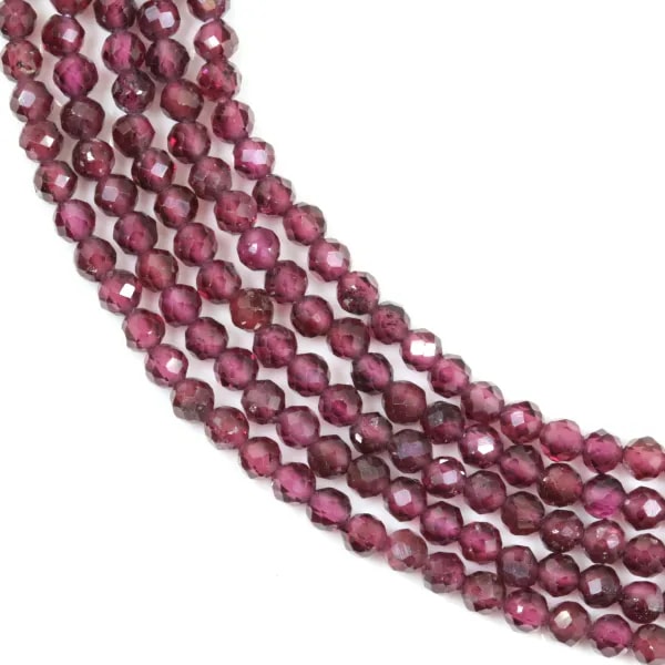 Round faceted violet garnet 2.5mm x 39cm