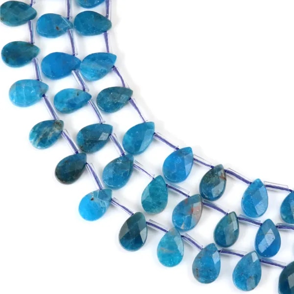 Flat drop faceted apatite 8x12mm x 39cm