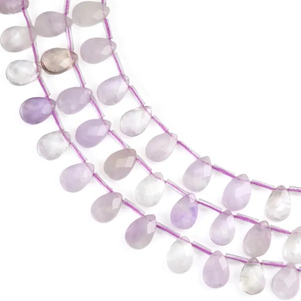 Jade violeta gota plana facetada 8x12mm x 38cm