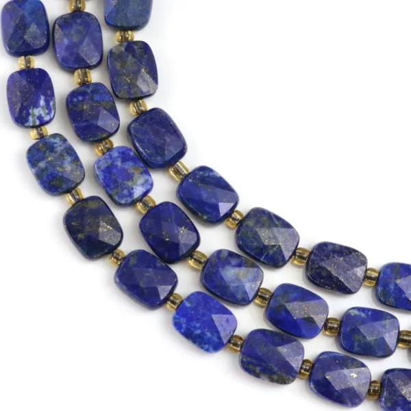 Faceted rounded rectangle Lapis Lazuli 8x10mm x 39cm