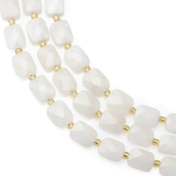 Moonstone rounded rectangle faceted 8x10mm x 38cm