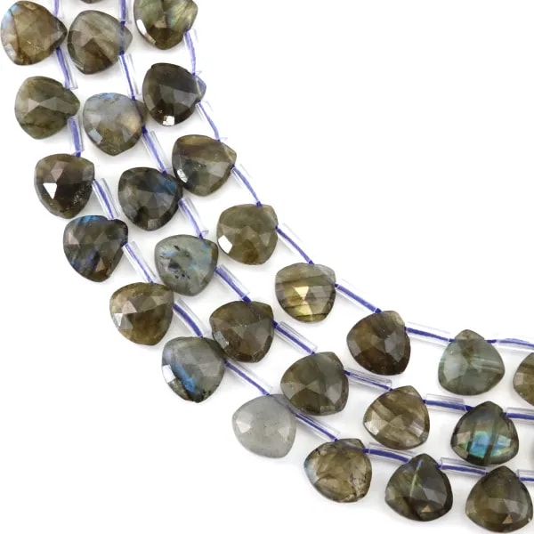 Labradorite gota plana facetada 12x12mm x 38cm