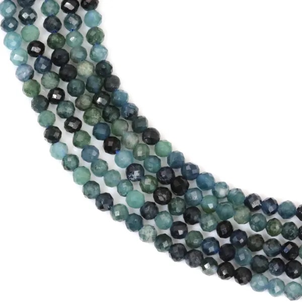 Tourmaline bleu rond facetté 2mm x 39cm