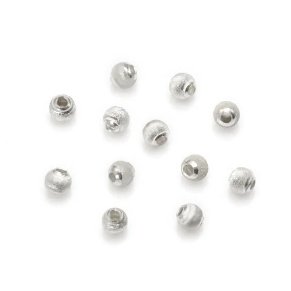 Satinierte runde Perlen 3mm - Silber 925 x 6 Stück