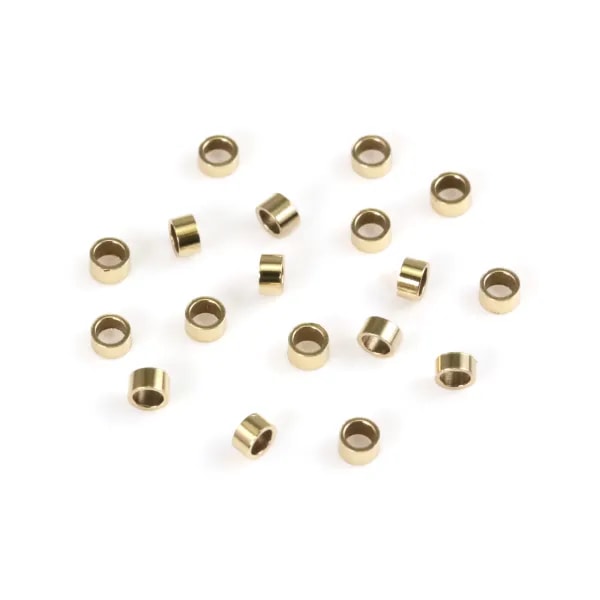 Contas tubo para esmagar 2x1mm - furo 1.4mm - Gold Filled x 20pcs