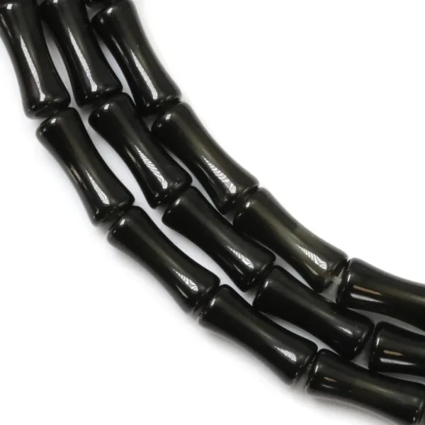 Obsidienne tube bambou 5x12mm x 38cm