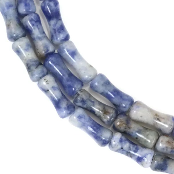 Jaspe tâche bleu tube bambou 5x12mm x 38cm