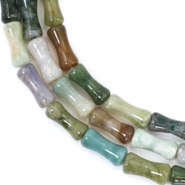 Agate indienne tube bambou 5x12mm x 38cm