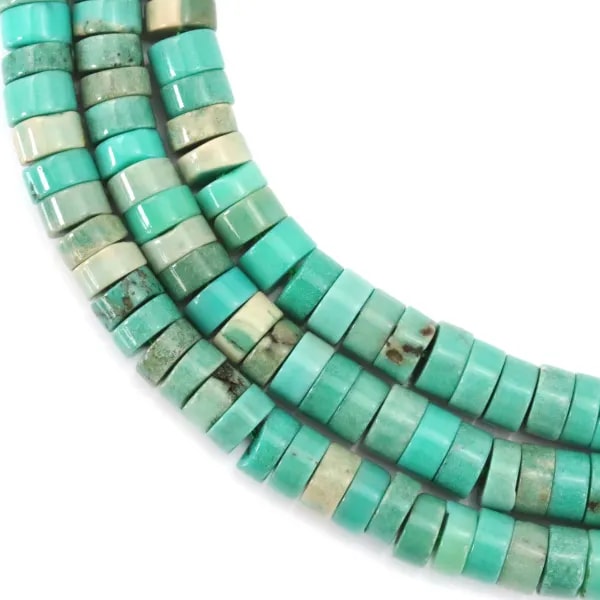 Rodaja de ágata verde de hierba heishi 3x6mm x 39cm