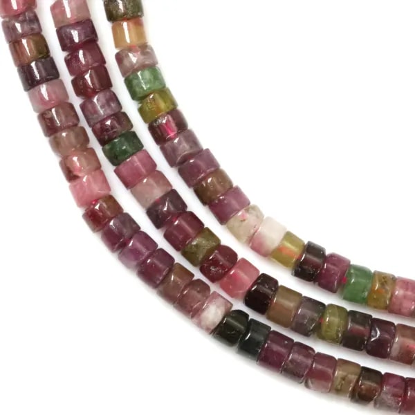 Rodela heishi multicolorida de turmalina 2x3mm x 38cm