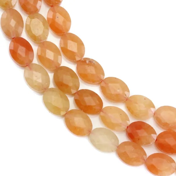Facettierte ovale orange Aventurin 6x8mm x 37cm