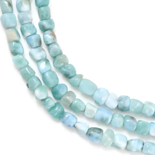 Baroque Larimar cube beads 4mm