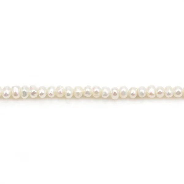 Perles de culture d'eau douce, blanche, ovale/semi-ronde, 2-2.5mm x 38cm