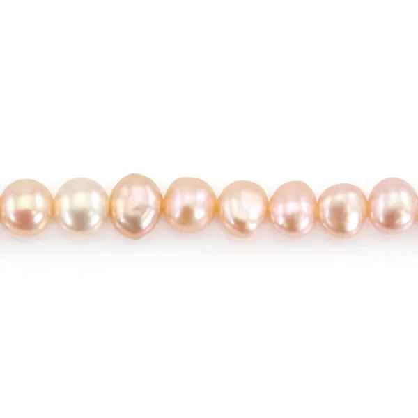 Perlas de cultivo de agua dulce, salmón, barrocas, 6-7mm x 2pcs