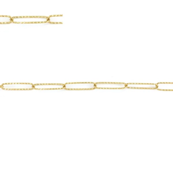 Diamond-shaped rectangular chain 5x20mm - Gold-plated 304 Stainless Steel x 1m