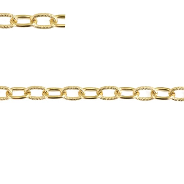 Corrente fantasia alternada 9mm - Aço Inox 304 dourado x 50cm