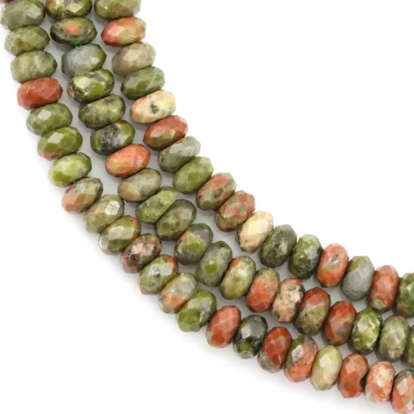 Jaspe Unakite rondelle facetté 2x4mm x 37cm