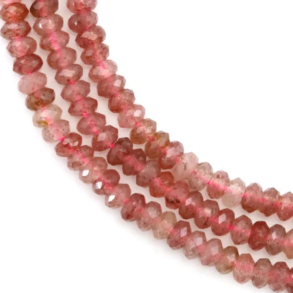 Quartz fraise rondelle facetté 2x4mm x 38cm