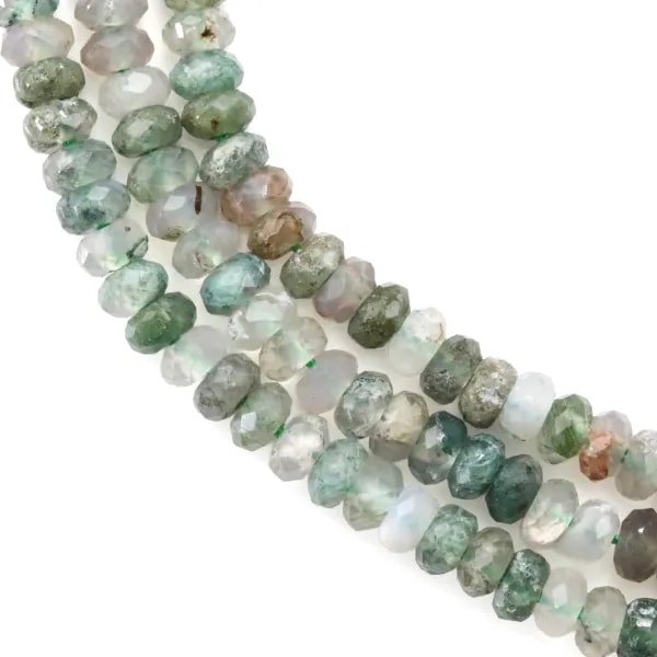 Agate mousse rondelle facetté 2x4mm x 38cm