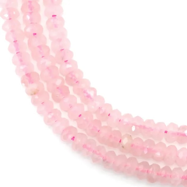 Quartz rose rondelle facetté 2x4mm x 37cm