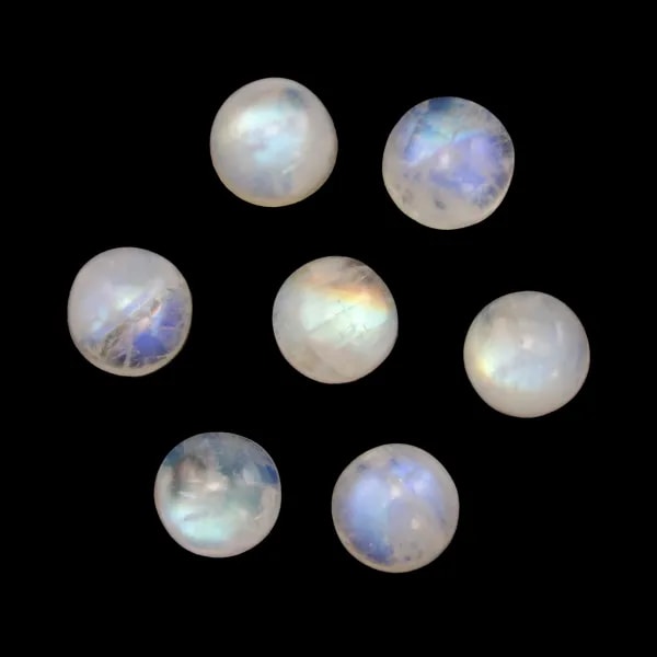 Runder weißer Mondstein-Cabochon 5.8-6.1mm x 1 Stück